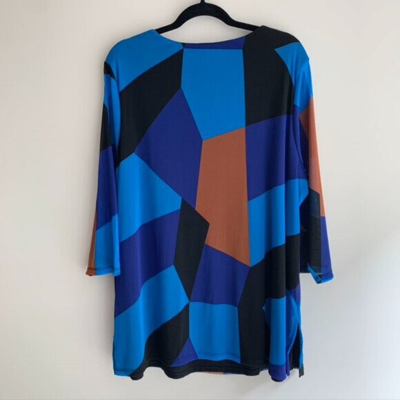 INC International Women’s Top y2k 2000s Concepts Draped Plus Size 3X Blue Print - Picture 11 of 11